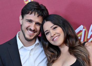Gina Rodriguez and Joe LoCicero on “Flamin’ Hot” Red Carpet