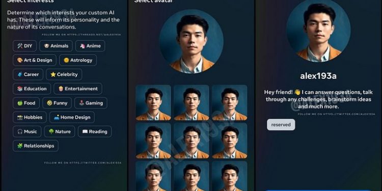 Meta Experiments with Custom AI Chatbot Creation In-Stream